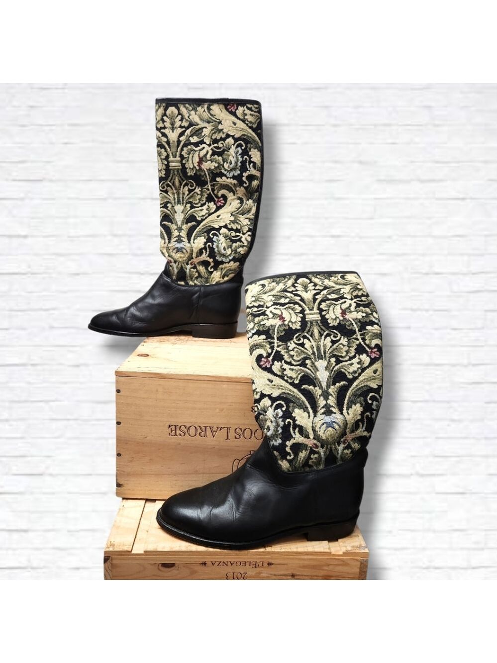 Seychelles Vintage "Pinta" Tapestry Mid Calf Pull On Riding Boot Size 8.5